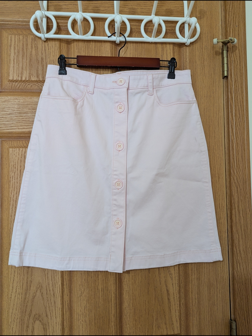 Brooks Light Pink Button-Front Mini Skirt